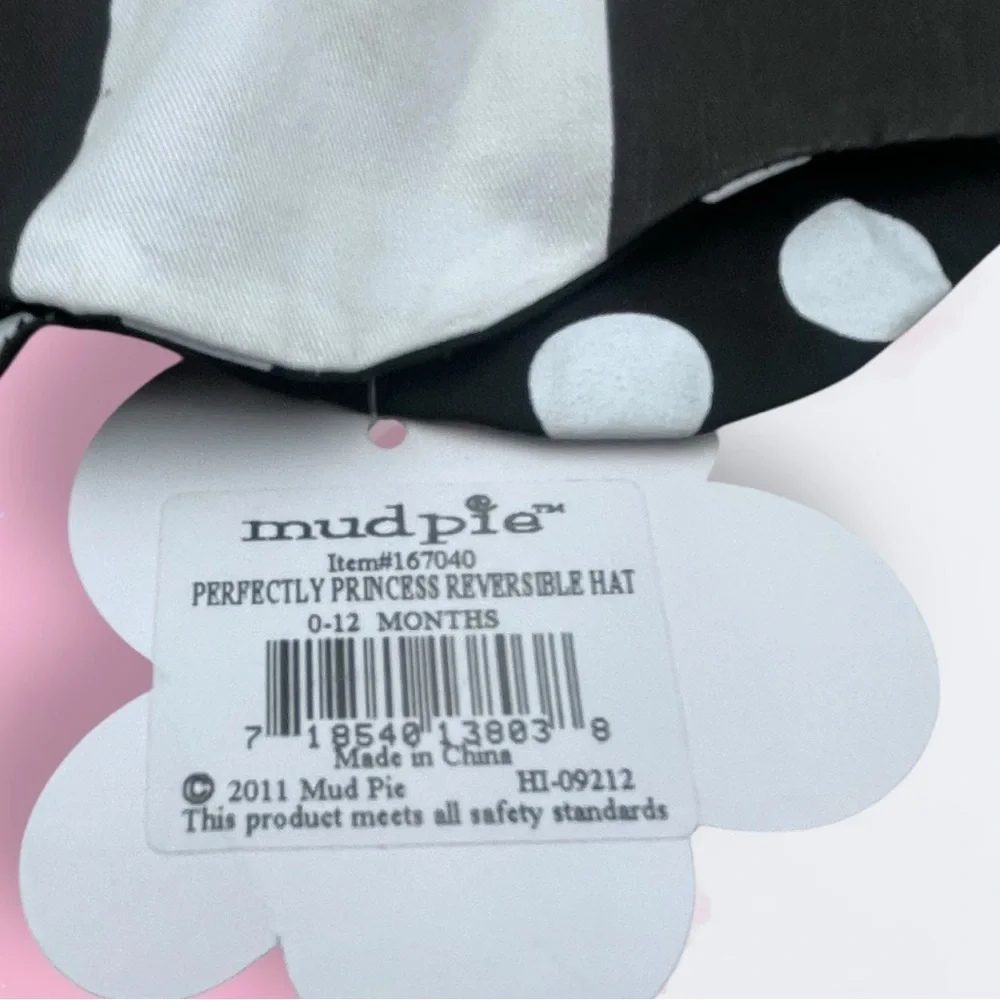 MudPie Tres Jolie NWT Perfectly Princess Reversible Striped Sun Hat 0-12 Months